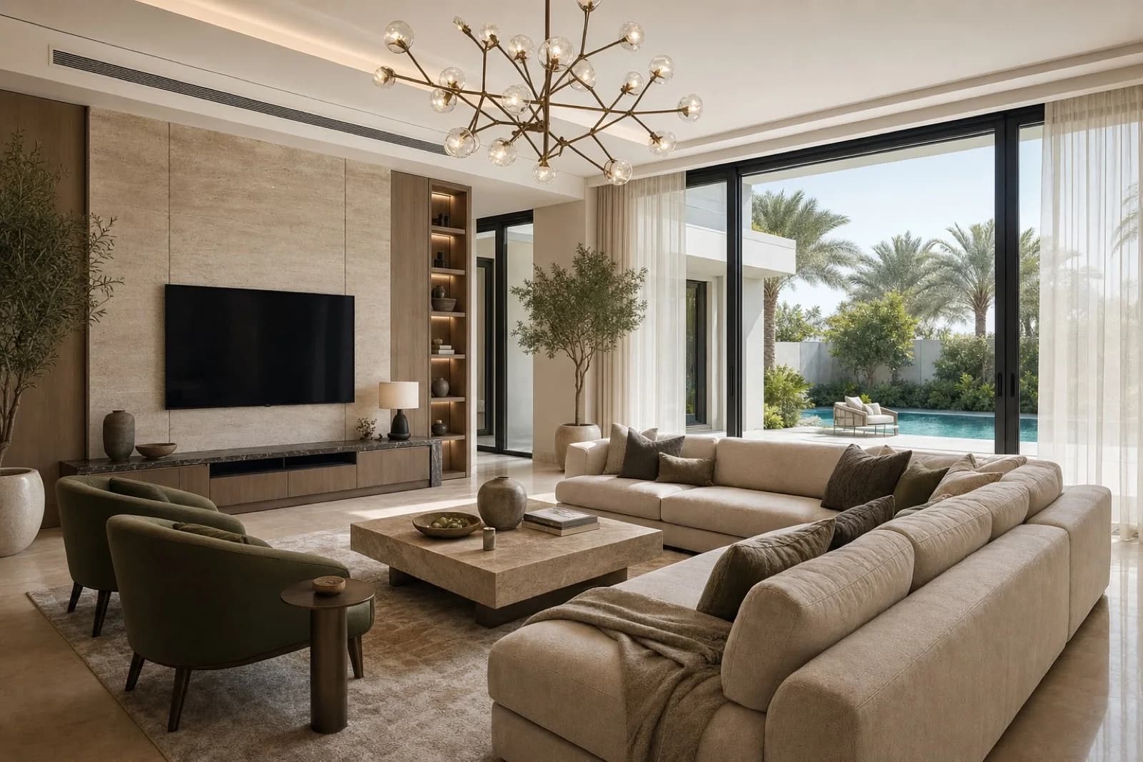 Warm editorial living room — sample Ritzy concept render